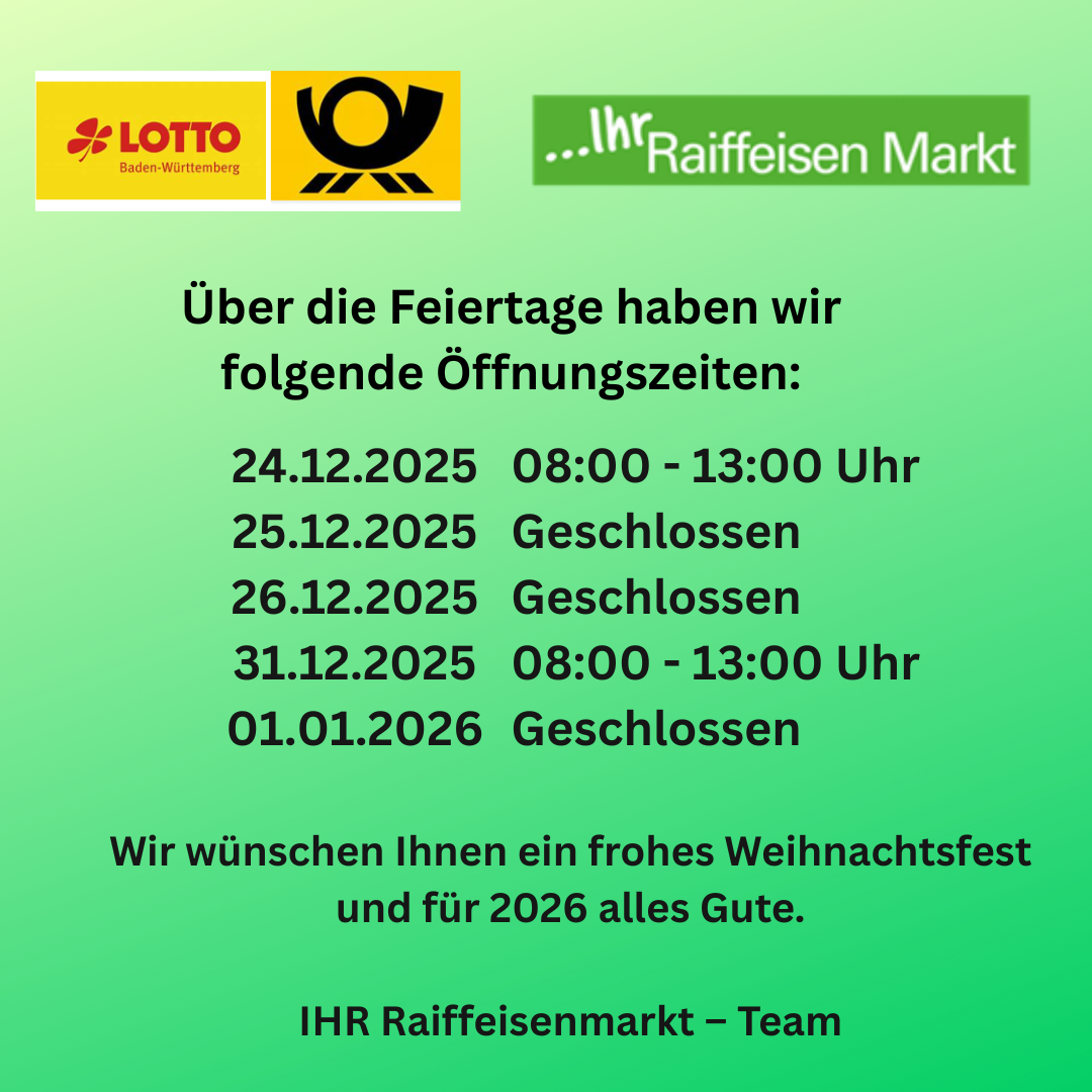 Öffnungszeiten Weihnachten 1